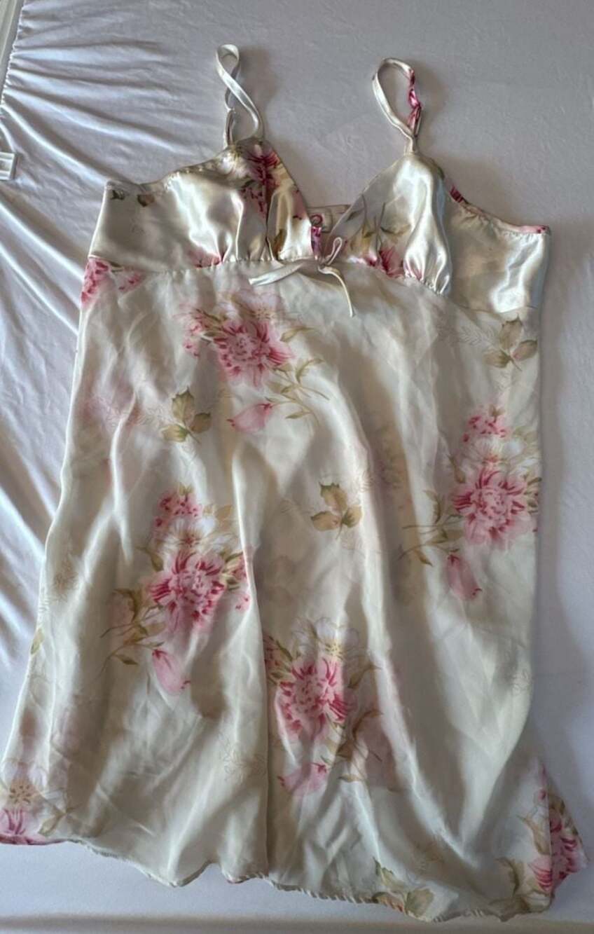 D725 Jolie Intimates Floral Satin Chemise Nightgown